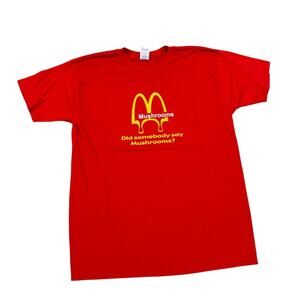 McDonald’s Mushrooms Parody T-Shirt Funny Graphic Tee Red Men’s XL